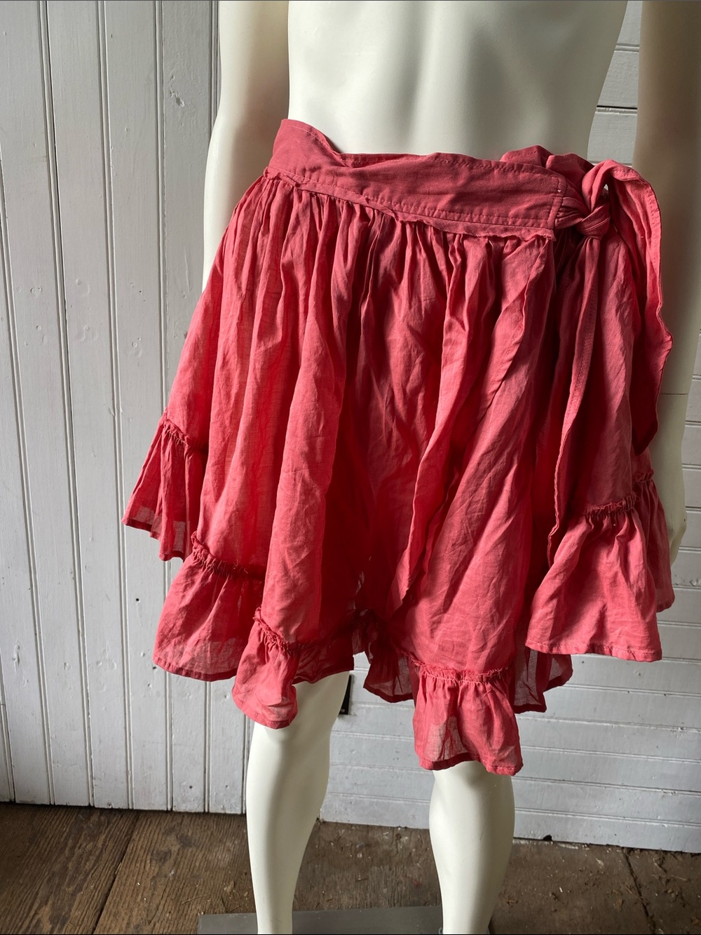 Women's Ruffled Tie-Waist PJ Shorts in Coral Pink